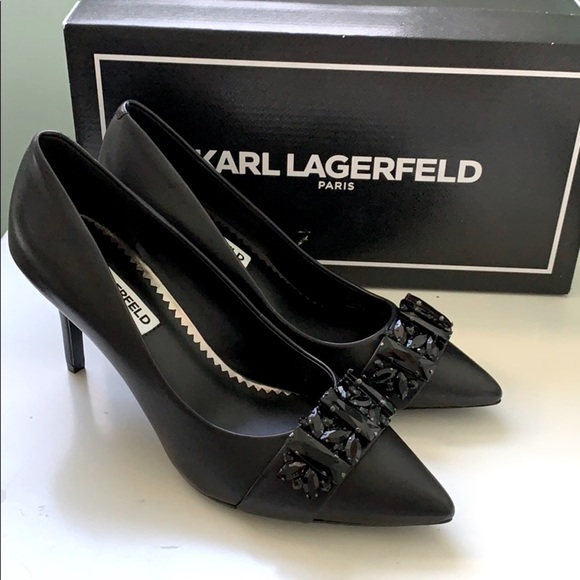 Karl Lagerfeld Shoes - Karl Lagerfeld Paris Kid Leather Black Heels